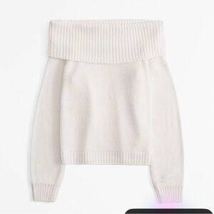 Abercrombie & Fitch Cream Off-the-Shoulder Sweater